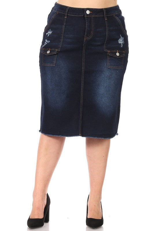 Denim Cargo Skirt