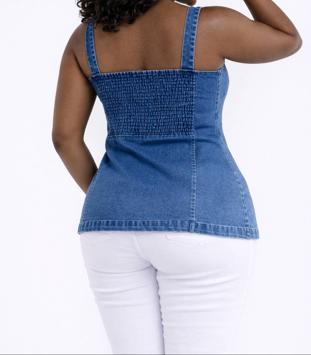 Denim Button Front Tank