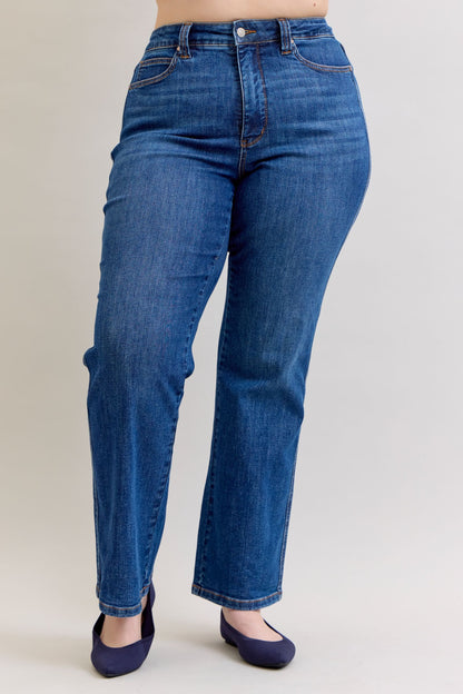 32" Judy Blue HW Tummy Control Medium Wash Straight