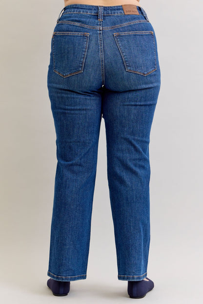 32" Judy Blue HW Tummy Control Medium Wash Straight