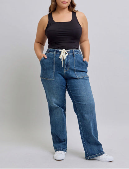 32" Judy Blue HW Drawstring Utility Pocket Wide