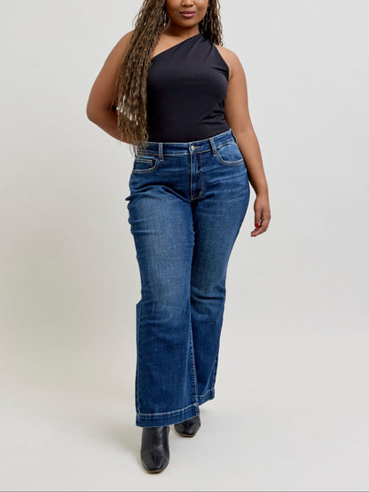 Judy Blue HW Dark Wash Trouser Flare