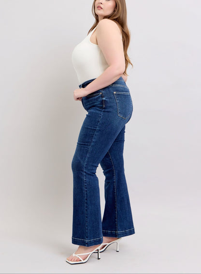 Judy Blue HW Dark Wash Trouser Flare