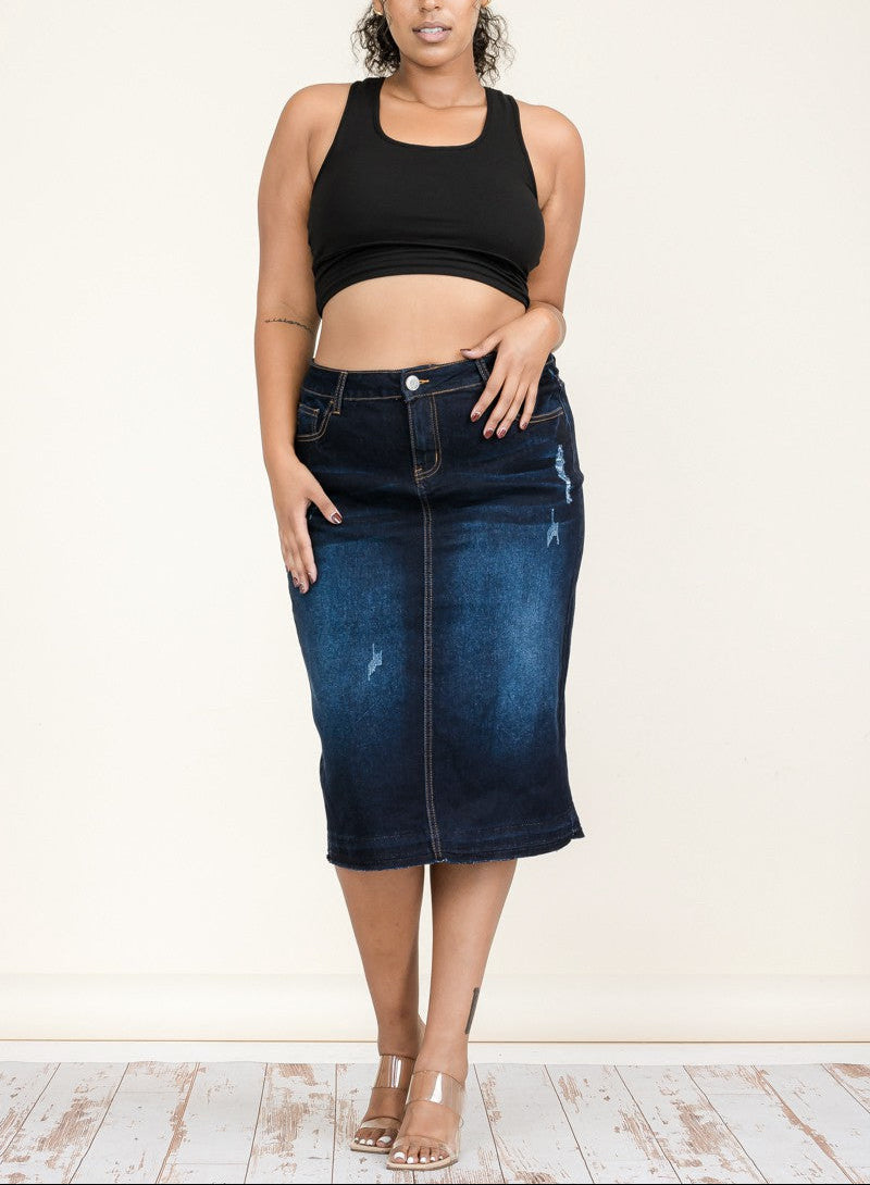 Dark Denim Pencil Skirt