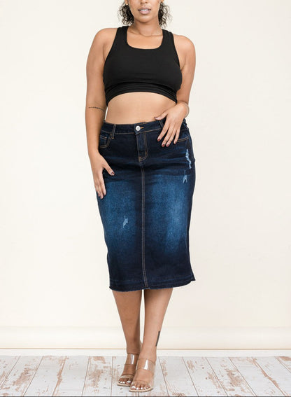 Dark Denim Pencil Skirt
