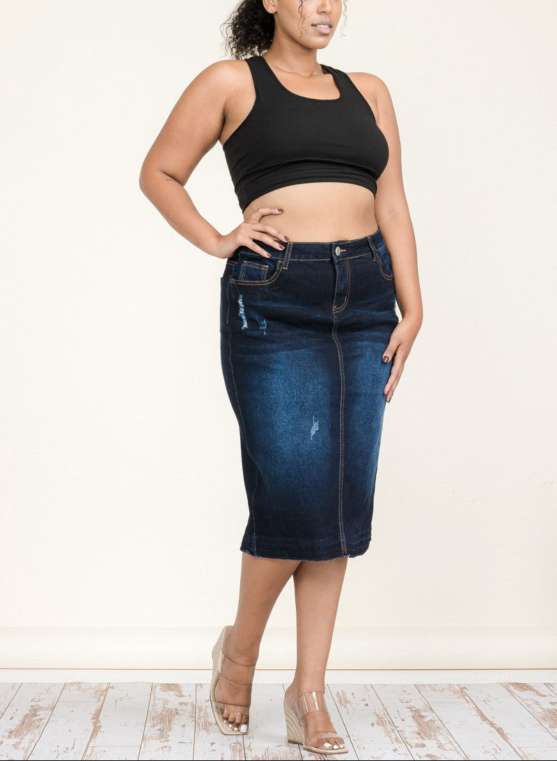 Dark Denim Pencil Skirt