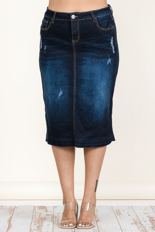 Dark Denim Pencil Skirt