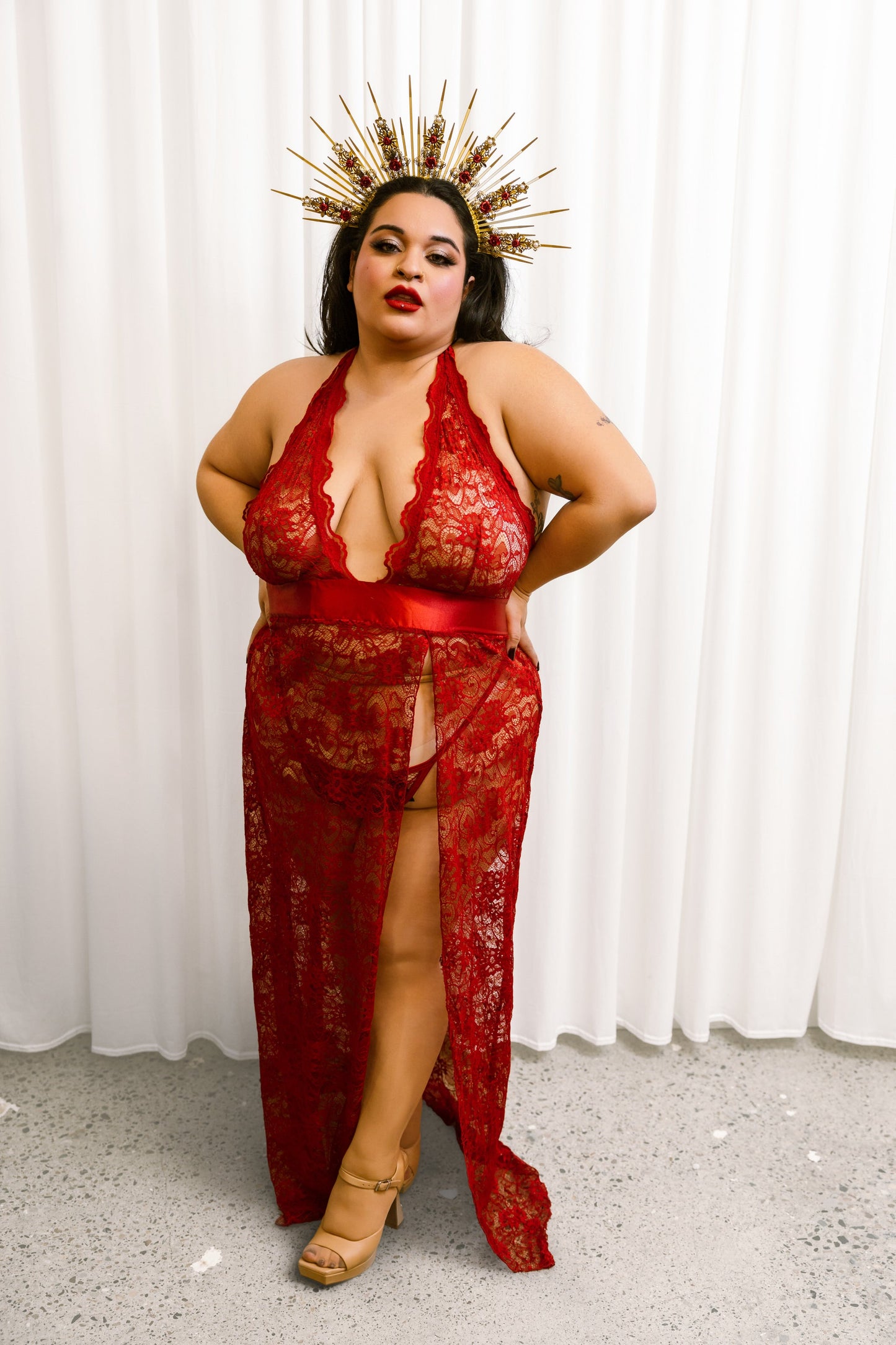 Gabriela Lace Halter Nightgown