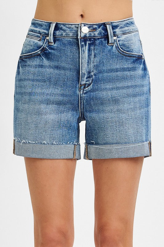 High Rise Cuffed Shorts by Risen