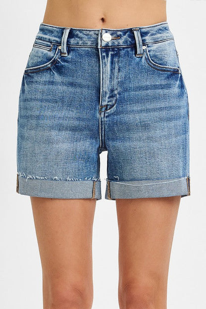 High Rise Cuffed Shorts by Risen