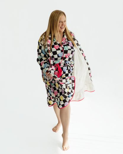 Legacy Lounge Robe- Checkered Conversation Hearts