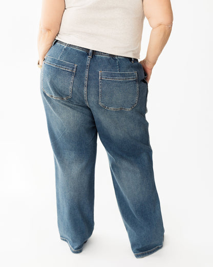 32" Judy Blue HW Drawstring Utility Pocket Wide