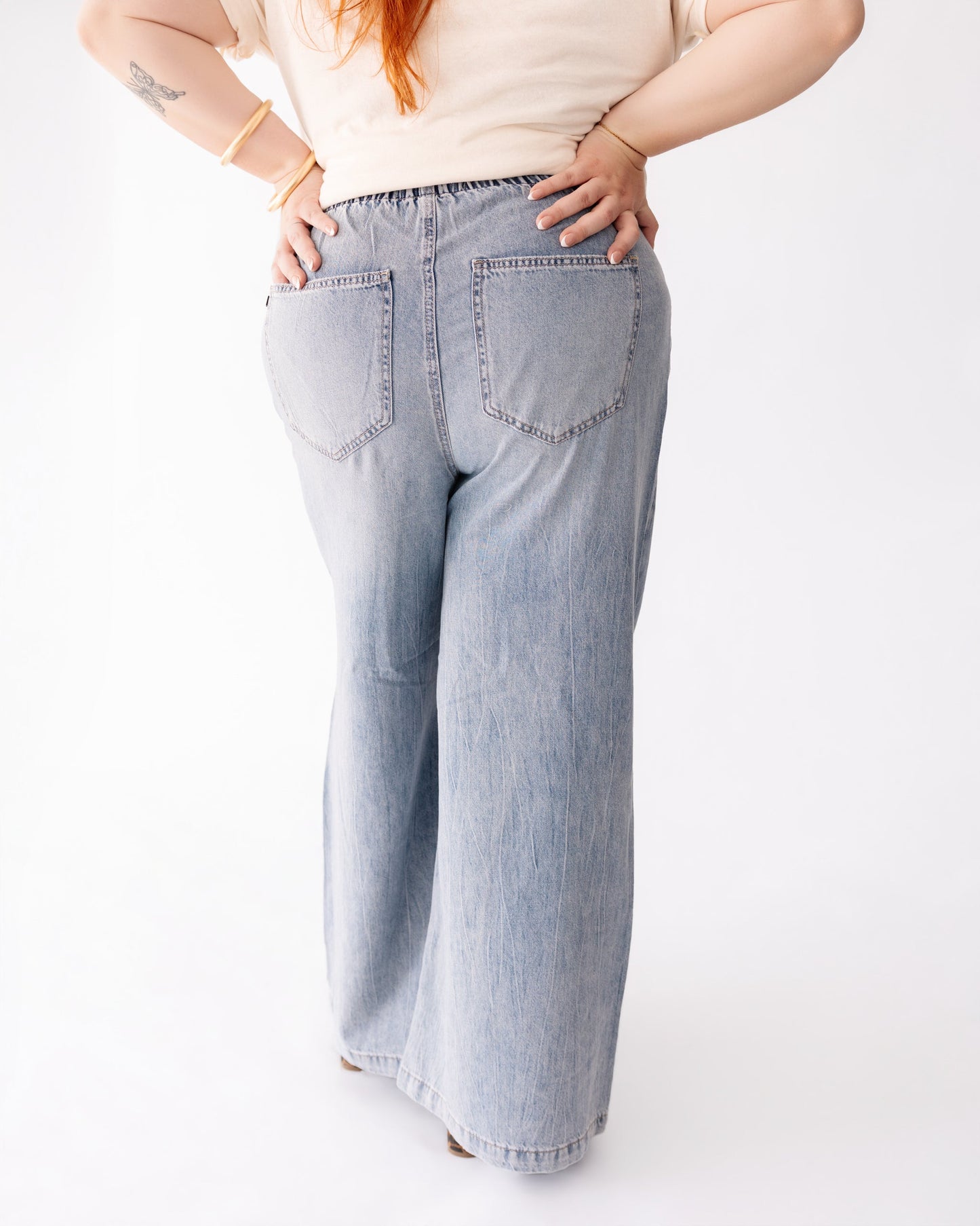 30" Judy Blue HW Drawstring Featherweight Palazzo