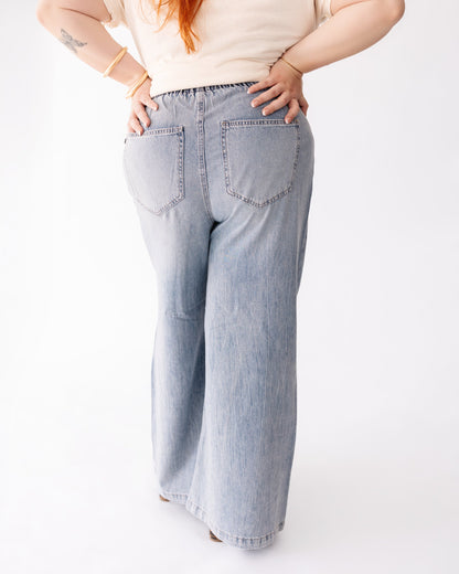 30" Judy Blue HW Drawstring Featherweight Palazzo
