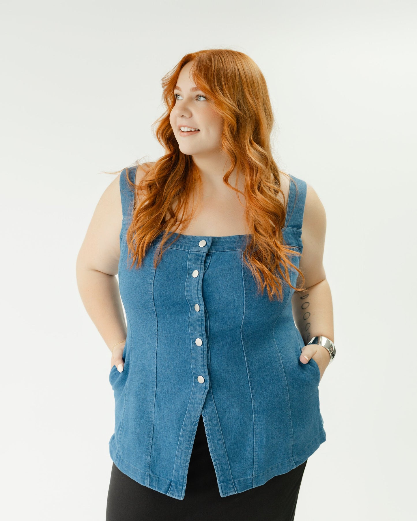Denim Button Front Tank