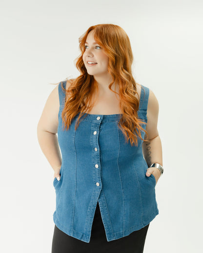 Denim Button Front Tank