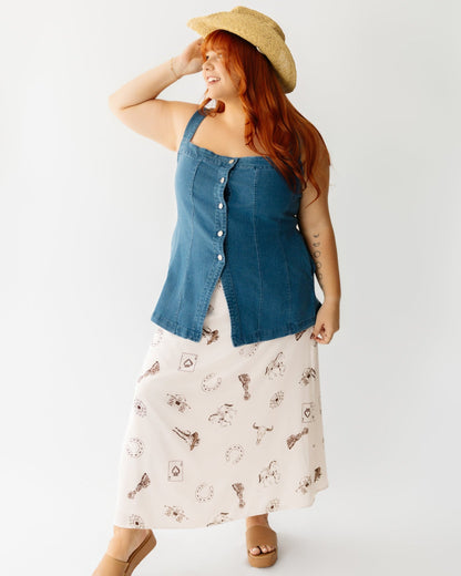 Rodeo Lace Trim Maxi Skirt