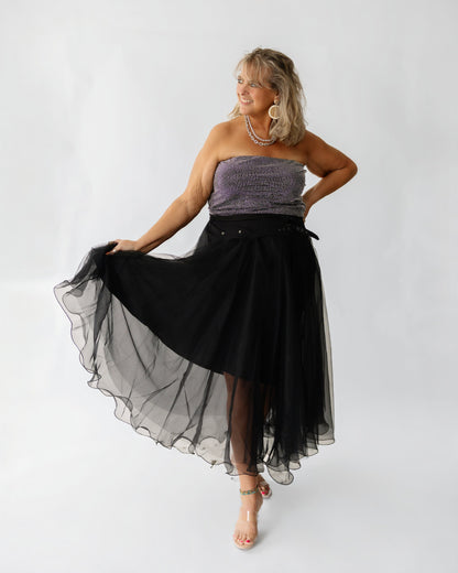 Belted Layered Tulle Skirt