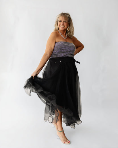 Belted Layered Tulle Skirt