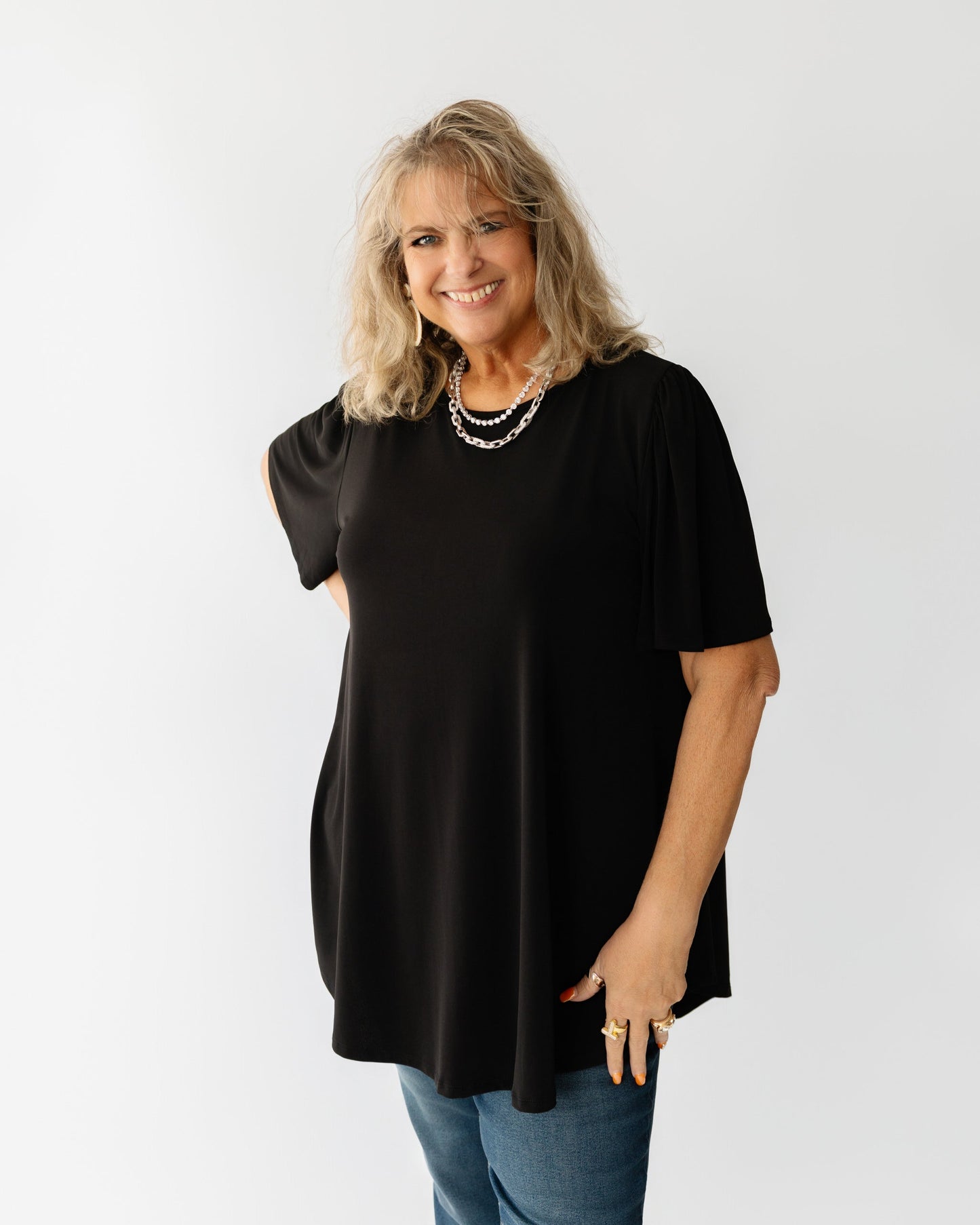 Black Short Sleeve Tunic