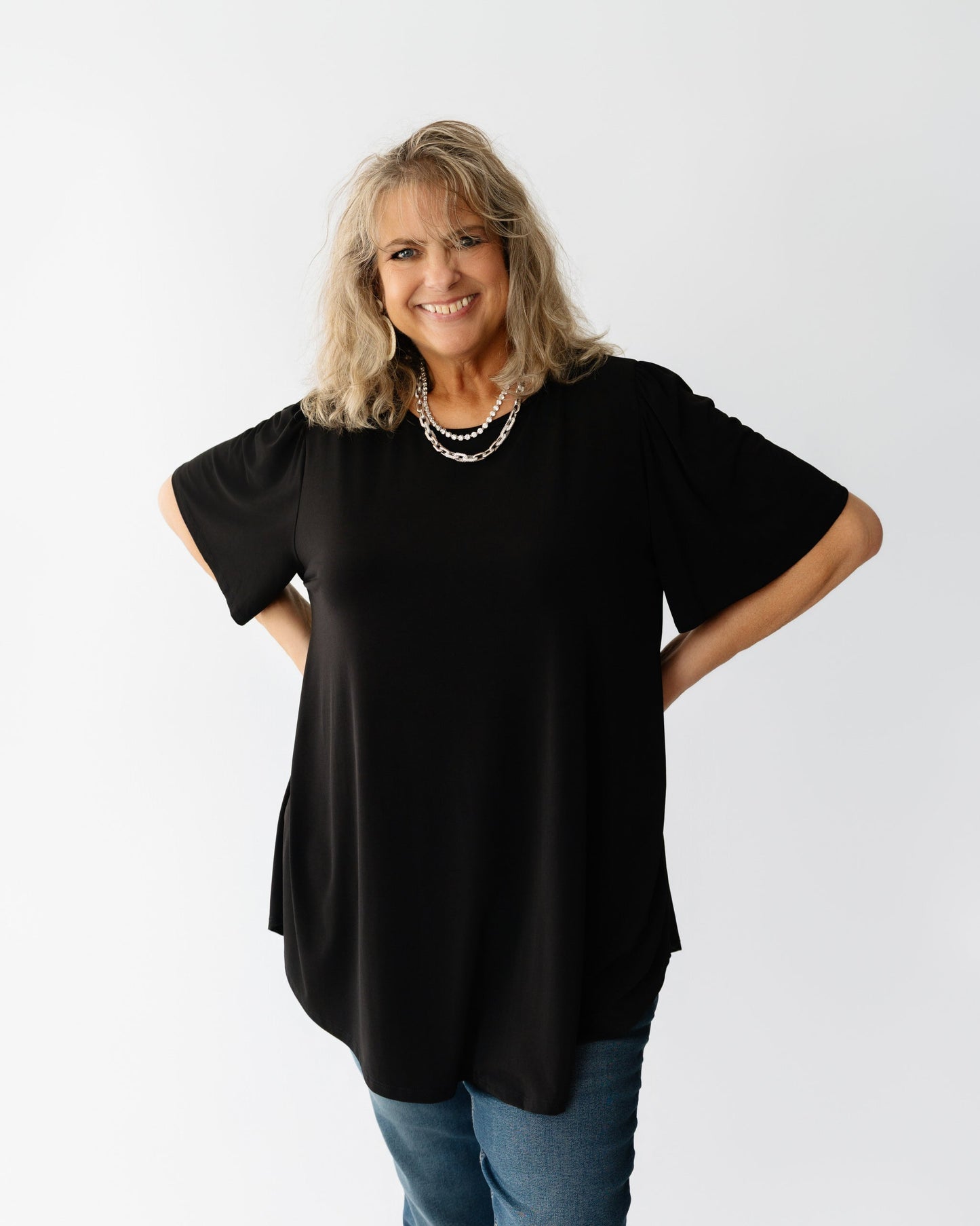 Black Short Sleeve Tunic