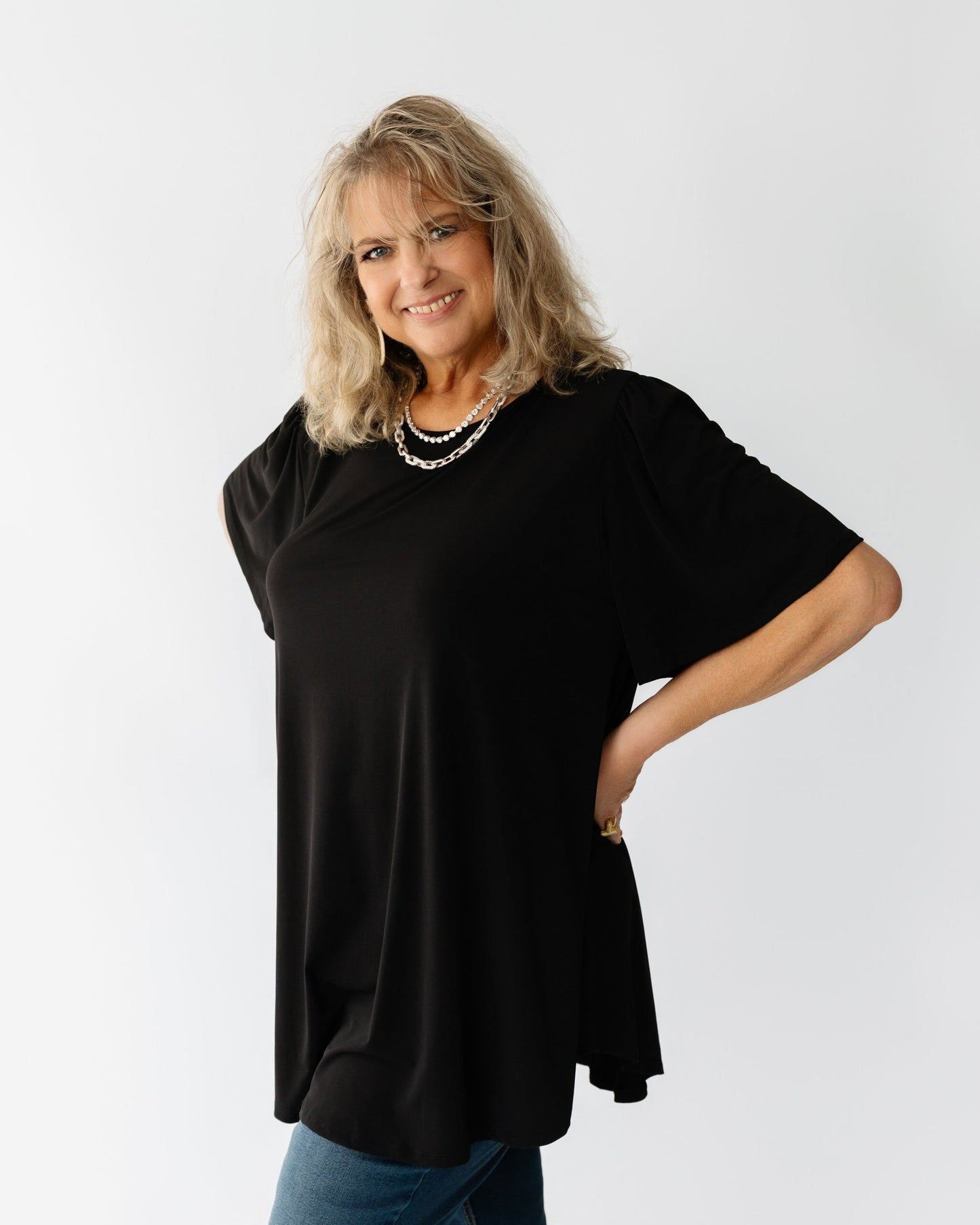 Black Short Sleeve Tunic