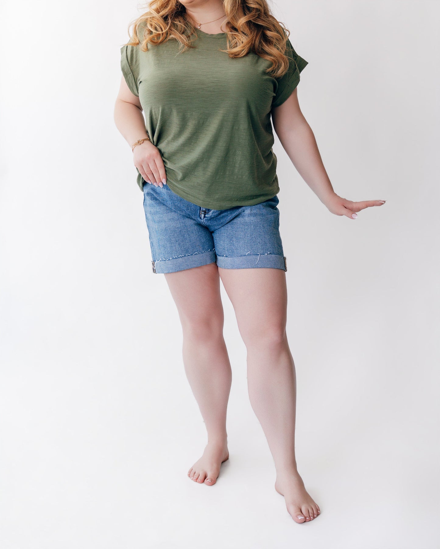 High Rise Cuffed Shorts by Risen