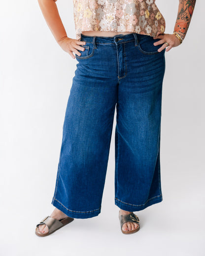 27.5" Judy Blue HW Wide Leg Tummy Control