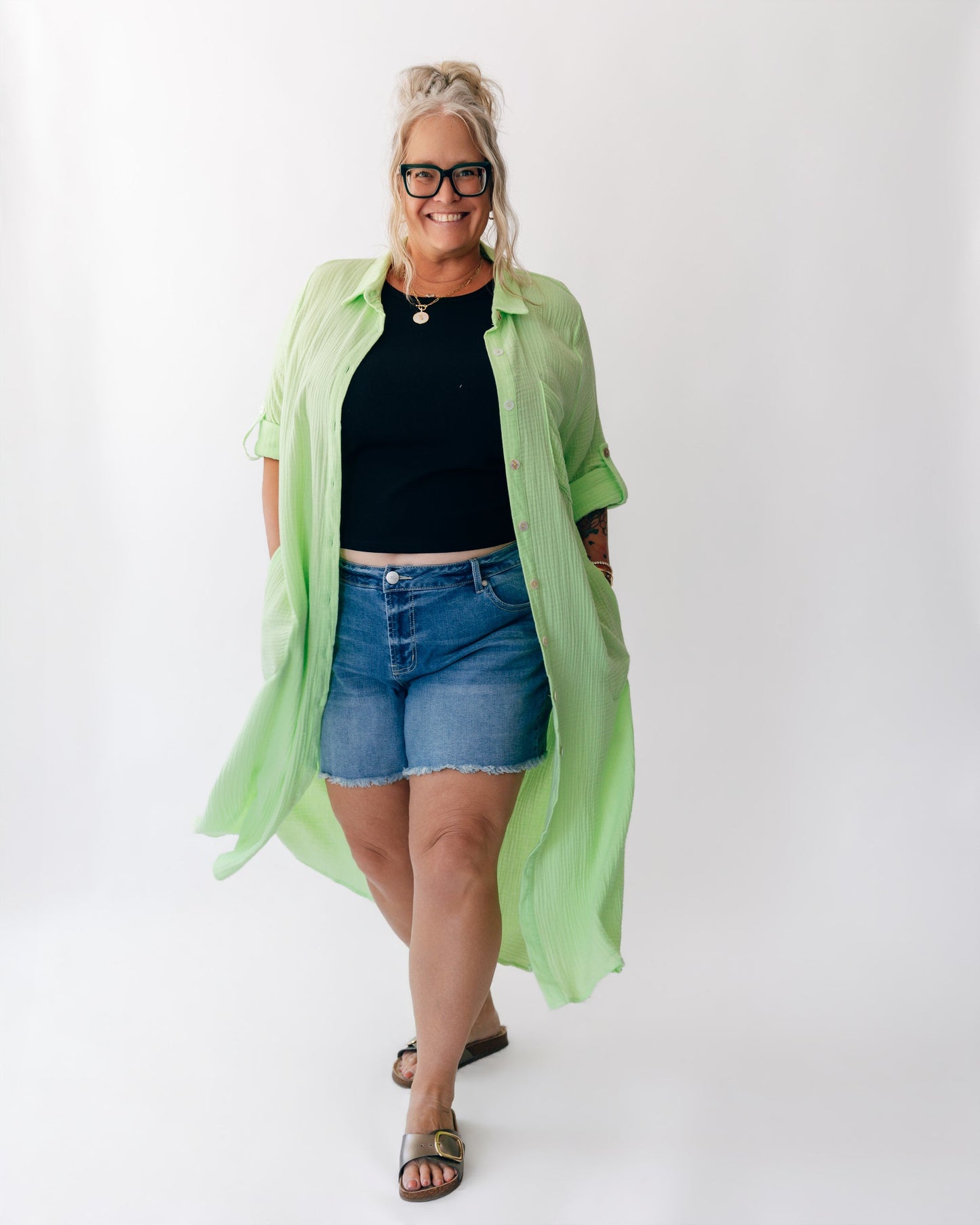 High Rise Relaxed Shorts by Risen