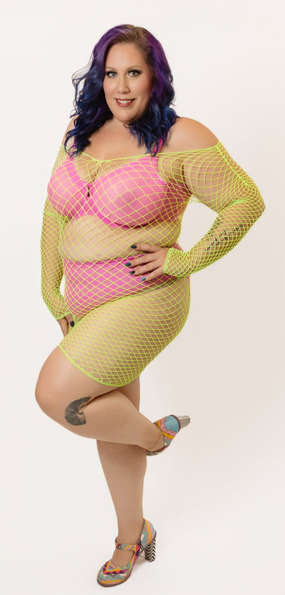 Morgana Fishnet Bodystocking Mini Dress
