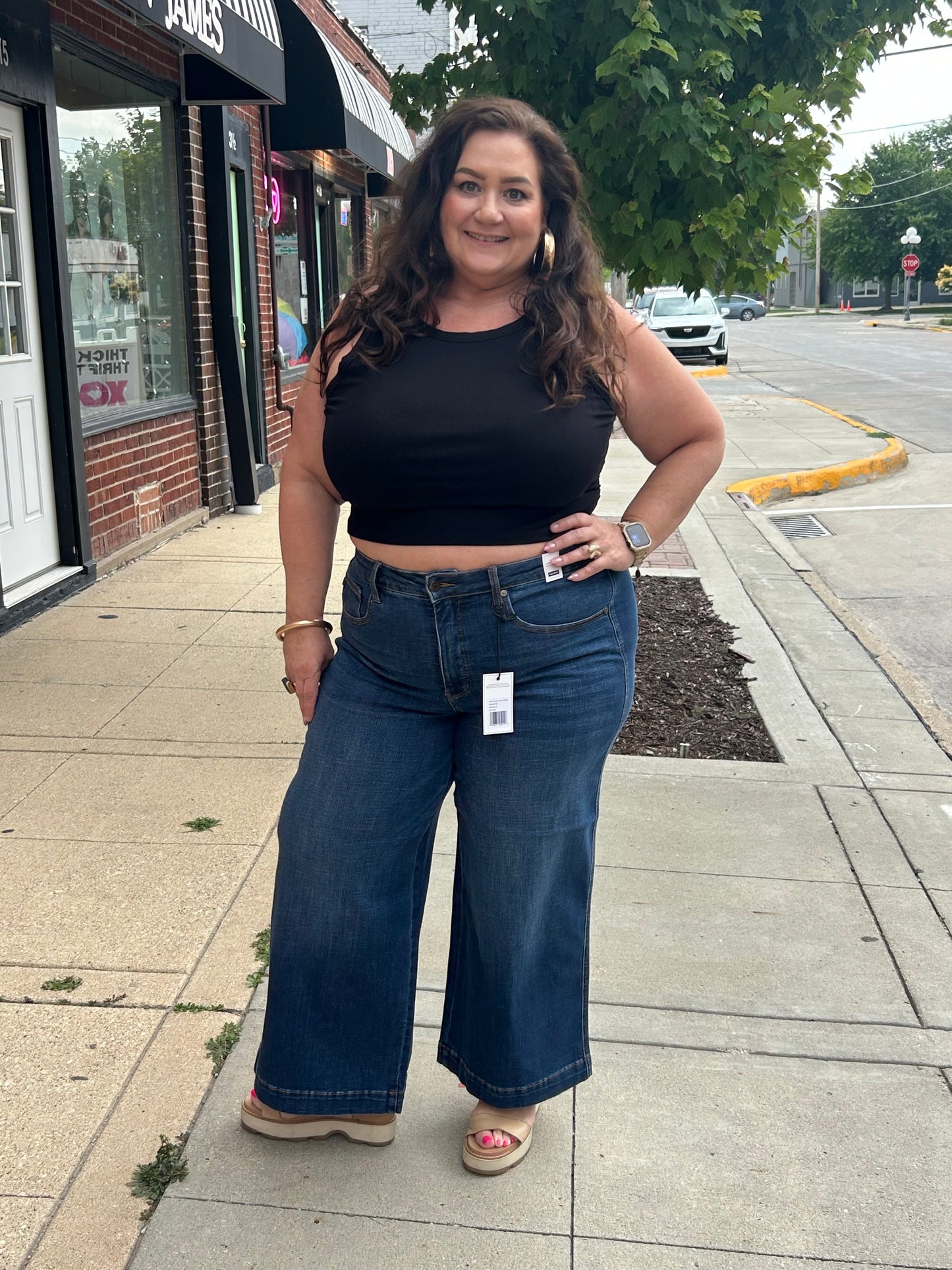 27.5" Judy Blue HW Wide Leg Tummy Control
