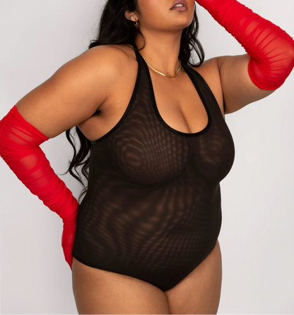 Emily Sheer Mesh J-Hook Bodysuit