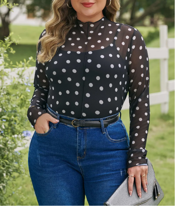 Polka Dot Mesh Top