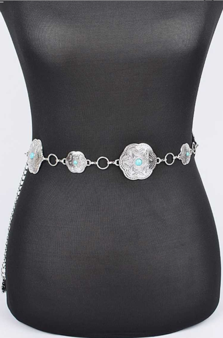 Engraved Floret Chain Belt