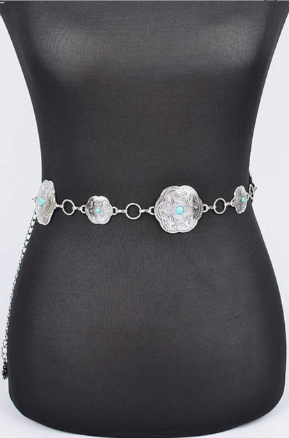 Engraved Floret Chain Belt