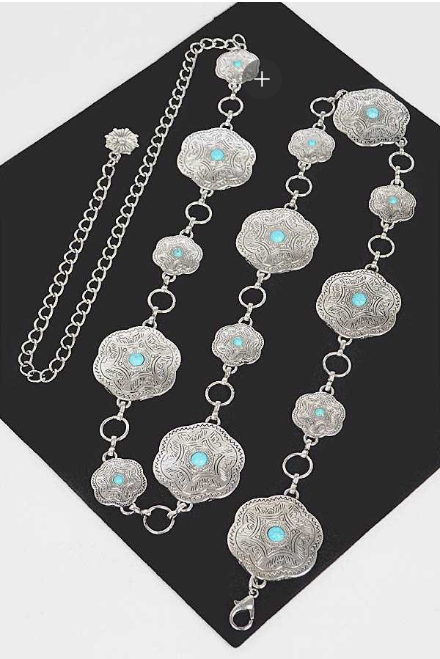 Engraved Floret Chain Belt