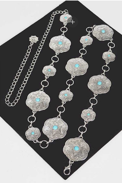 Engraved Floret Chain Belt