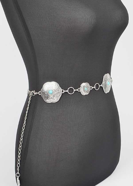 Engraved Floret Chain Belt