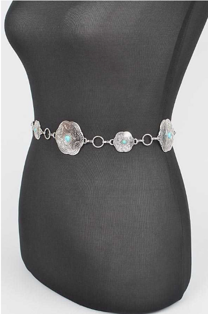 Engraved Floret Chain Belt